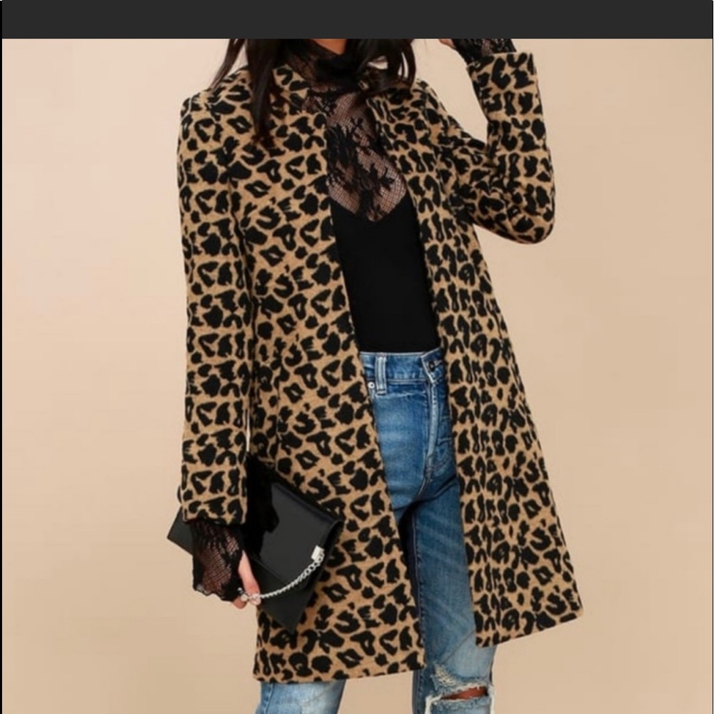 Lulu’s Leopard Print Coat Open Front S. - image 1